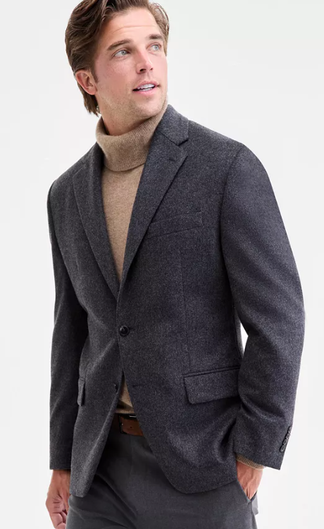 Michael Kors Mens Classic fit Sport Coat Blazer 46 L Charcoal Grey Solid Stretch