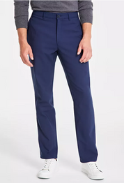 Alfani Mens Classic fit Casual Pants 34 / 32 Navy Blue Solid