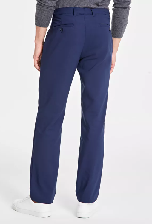 Alfani Mens Classic fit Casual Pants 34 / 32 Navy Blue Solid