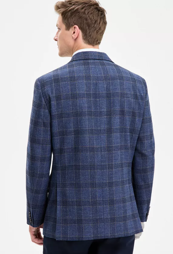 Tommy Hilfiger Mens Modern fit Sport Coat Blazer 42 R Navy Blue Check Stretch