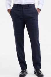 Calvin Klein Mens Slim fit Dress Pants 34 / 30 Navy Blue Plaid Stretch