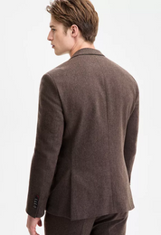 Hugo Boss Mens Modern fit Sport Coat Blazer 44 R Brown Herringbone Stretch