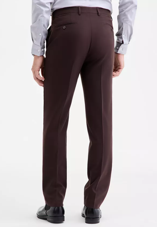 Calvin Klein Mens Slim fit Dress Pants 34 / 32 Brown Solid Stretch