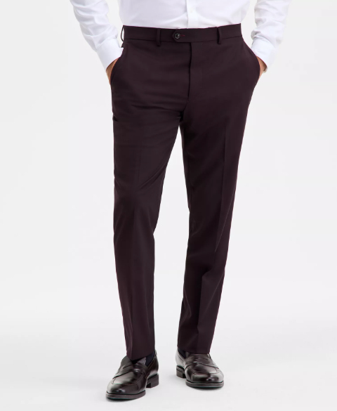 Ted Baker Mens Modern fit Dress Pants 40 / 30 Red Solid Stretch