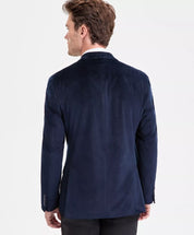 Bar Iii Mens Slim fit Velvet Sport Coat Blazer 38 S Navy Blue Solid Stretch