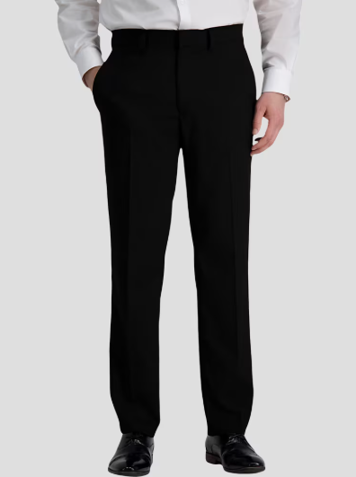 Haggar Mens Classic fit Dress Pants 40 / 30 Black Solid