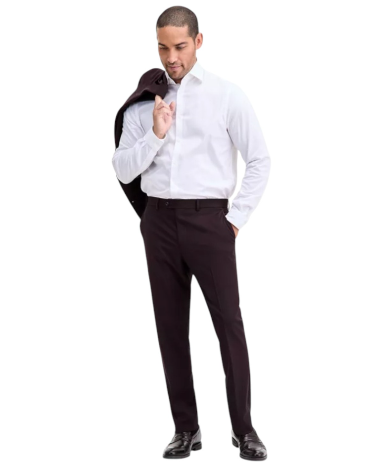 Ted Baker Mens Modern fit Dress Pants 32 / 32 Maroon Red Solid Stretch
