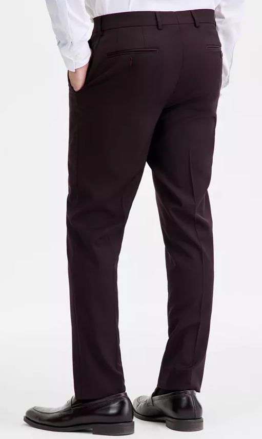 Ted Baker Mens Modern fit Dress Pants 32 / 32 Burgundy Red Solid Stretch