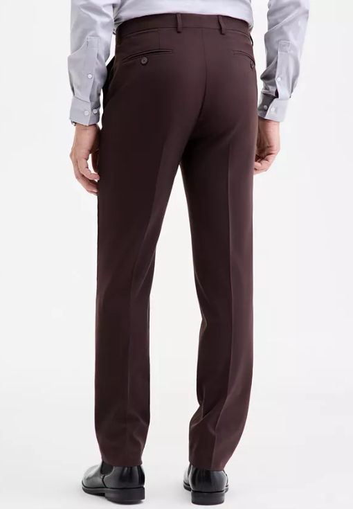 Calvin Klein Mens Slim fit Dress Pants 33 / 30 Brown Solid Stretch