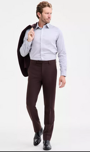 Calvin Klein Mens Slim fit Dress Pants 33 / 30 Brown Solid Stretch