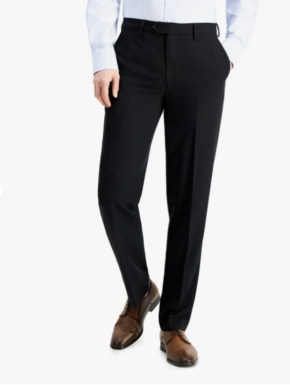 Nautica Mens Modern fit Dress Pants 38 / 36 Black Solid Stretch