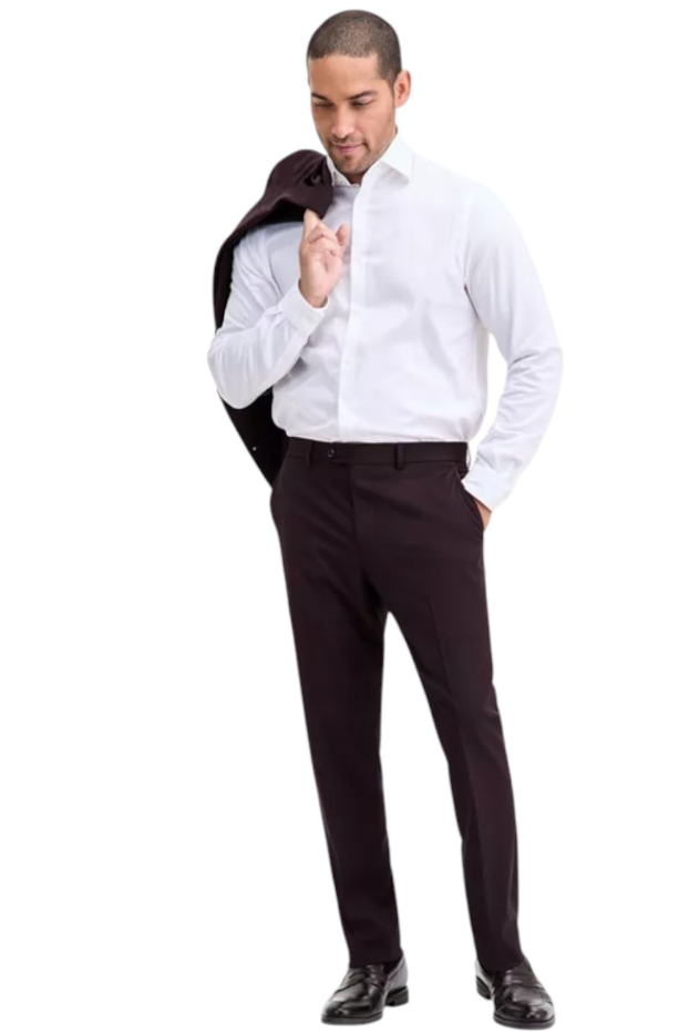 Ted Baker Mens Modern fit Dress Pants Pants 36 / 32 Burgundy Solid Stretch