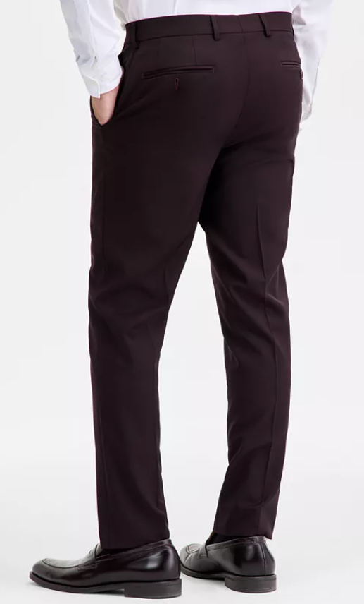 Ted Baker Mens Modern fit Dress Pants 36 / 30 Burgundy Red Solid Stretch Wool