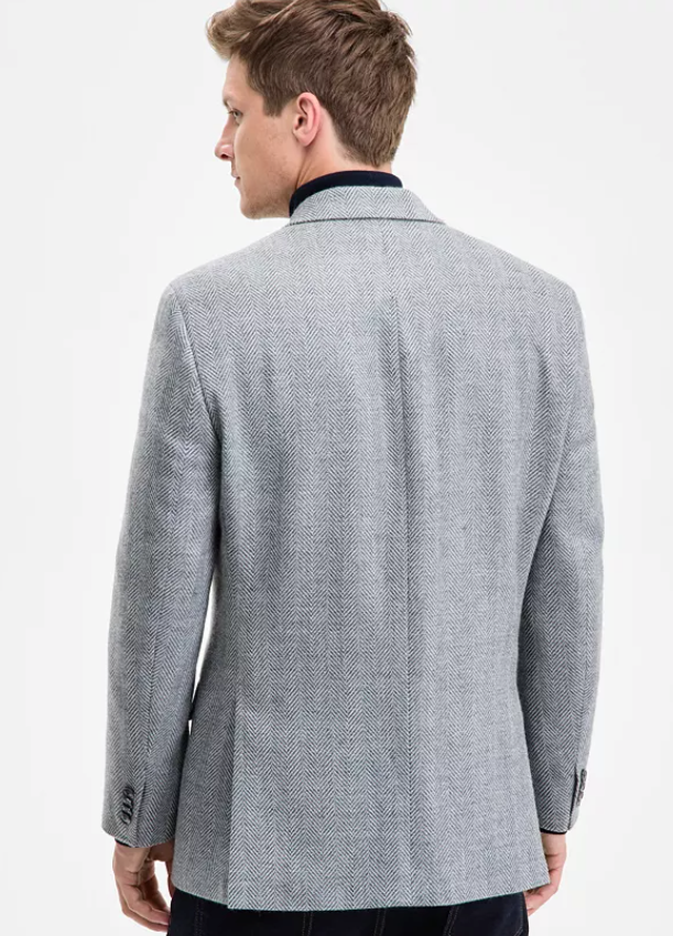 Tommy Hilfiger Mens Modern fit Sport Coat Blazer 40 L Grey Herringbone Stretch