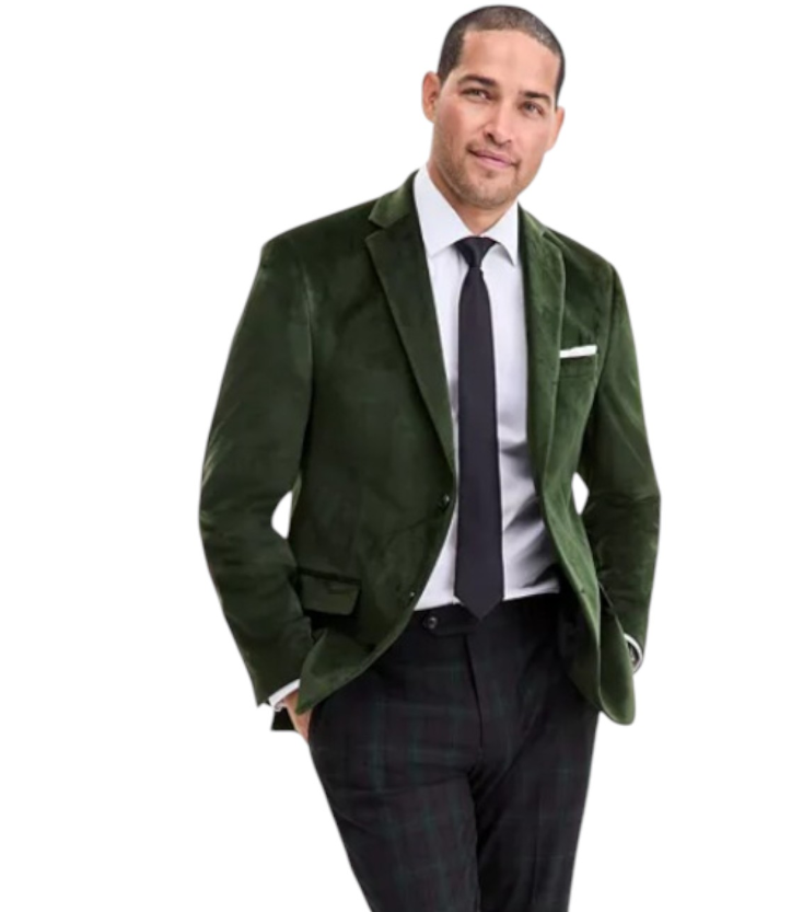 Bar III Mens Slim fit Velvet Sport Coat Blazer 36 R Green Solid Stretch