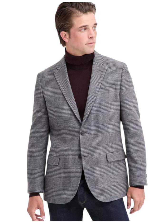 Nautica Mens Modern fit Sport Coat Blazer 50 R Gray Plaid