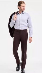 Calvin Klein Mens Slim fit Dress Pants 33 / 32 Brown Solid Stretch