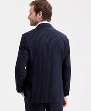Michael Kors Mens Classic fit Sport Coat Blazer 44 S Navy Blue Striped Stretch