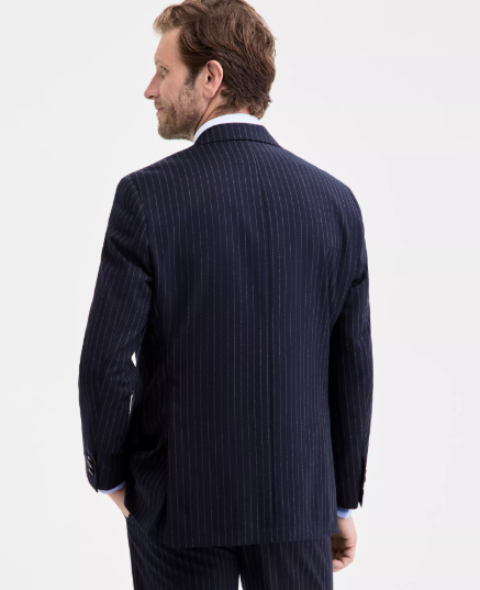 Michael Kors Mens Classic fit Sport Coat Blazer 44 S Navy Blue Striped Stretch
