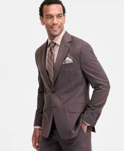 Michael Kors Mens Classic fit Suit Jacket Blazer 46 R Brown Solid
