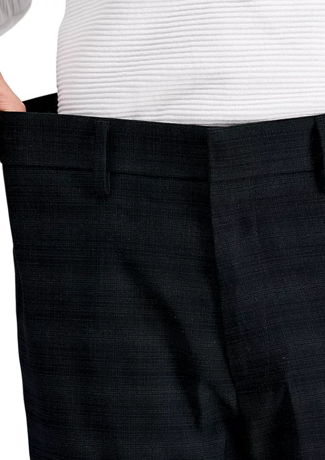 Kenneth Cole Mens Slim fit Dress Pants 38 / 30 Black Plaid