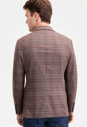 Kenneth Cole Mens Slim fit Sport Coat Blazer 42 S Brown Plaid Stretch