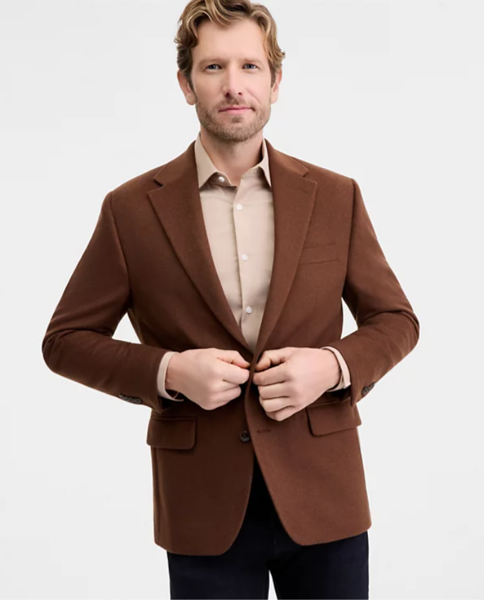 Michael Kors Mens Classic fit Sport Coat Blazer 48 R Brown Solid