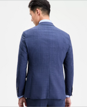 Hugo Boss Mens Modern fit Suit Jacket Blazer 40 R Mid Blue Plaid Stretch