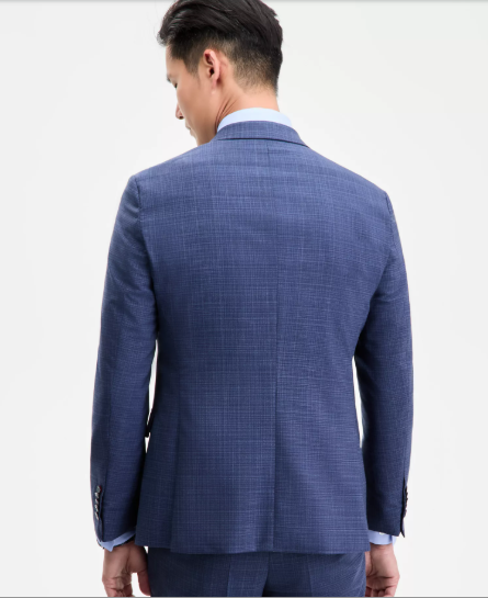 Hugo Boss Mens Modern fit Suit Jacket Blazer 40 R Mid Blue Plaid Stretch