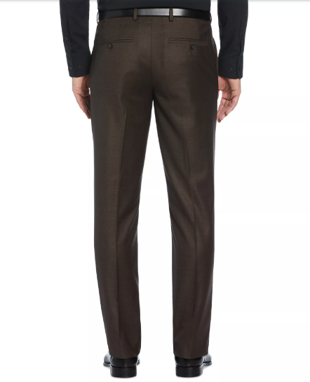 Perry Ellis Mens Modern fit Dress Pants 40 / 30 Brown Plaid Stretch