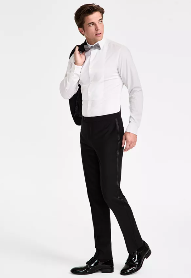 Calvin Klein Mens Slim fit Tuxedo Pants 34 / 30 Black Solid Stretch