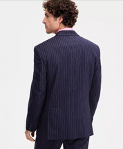 Tayion Mens Classic fit Sport Coat Blazer 42 L Navy Blue Striped Stretch