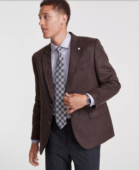 Nautica Mens Modern fit Sport Coat Blazer 42 R Brown Solid Stretch