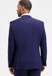 Tayion Mens Classic fit Double Breasted Sport Coat Blazer 38 R Blue Solid