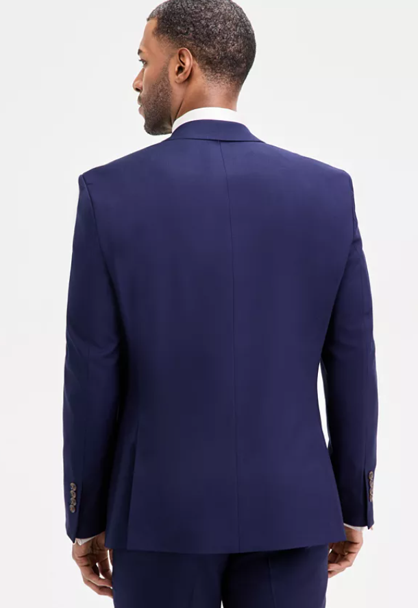 Tayion Mens Classic fit Double Breasted Sport Coat Blazer 38 R Blue Solid