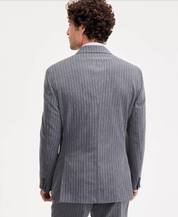 Tayion Mens Classic fit Double Breasted Sport Coat Blazer 42 R Grey Striped