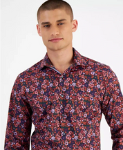 Bar III Mens Slim fit Dress Shirt Small 14-14.5 Long Sleeve Multicolor Floral