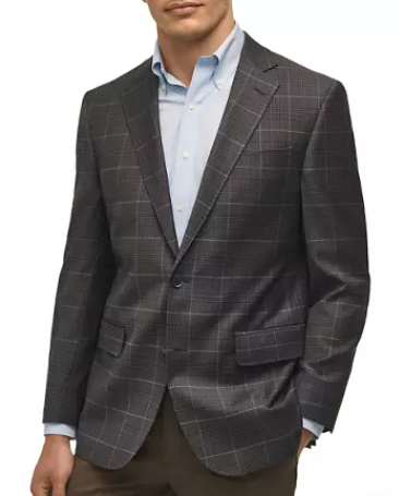 Brooks Brothers Mens Classic fit Sport Coat Blazer 44 R Brown Plaid