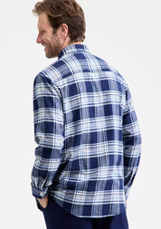 Club Room Mens Regular fit Long Sleeve Button-Up Shirt Medium Blue Plaid