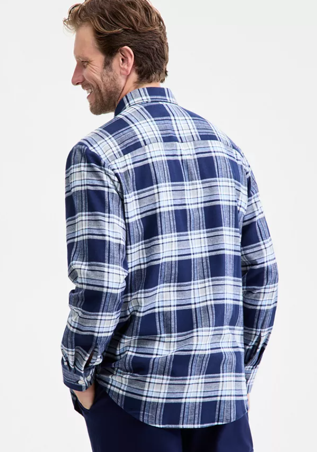 Club Room Mens Regular fit Long Sleeve Button-Up Shirt Medium Blue Plaid