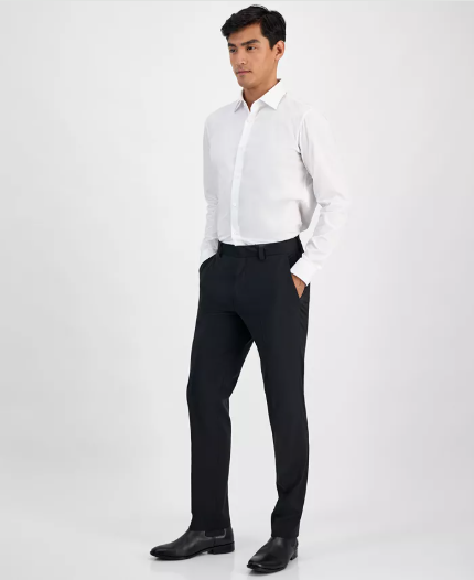 Hugo Boss Mens Modern fit Dress Pants 36 / 30 Black Solid Stretch