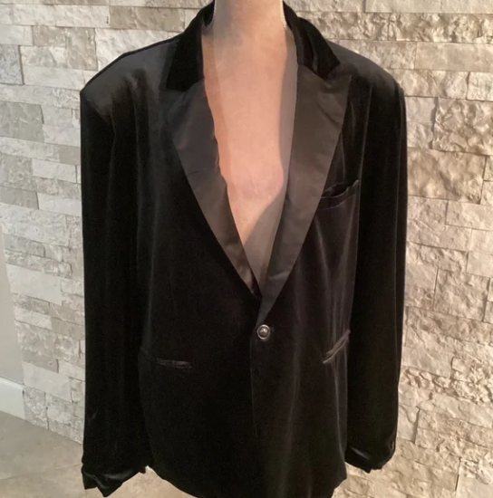 Jay Walker Mens Classic fit Velvet Sport Coat Blazer Medium  Black Solid