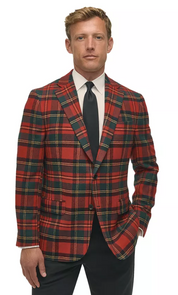 Brooks Brothers Mens Classic fit Sport Coat Blazer 44 L Red Green Plaid
