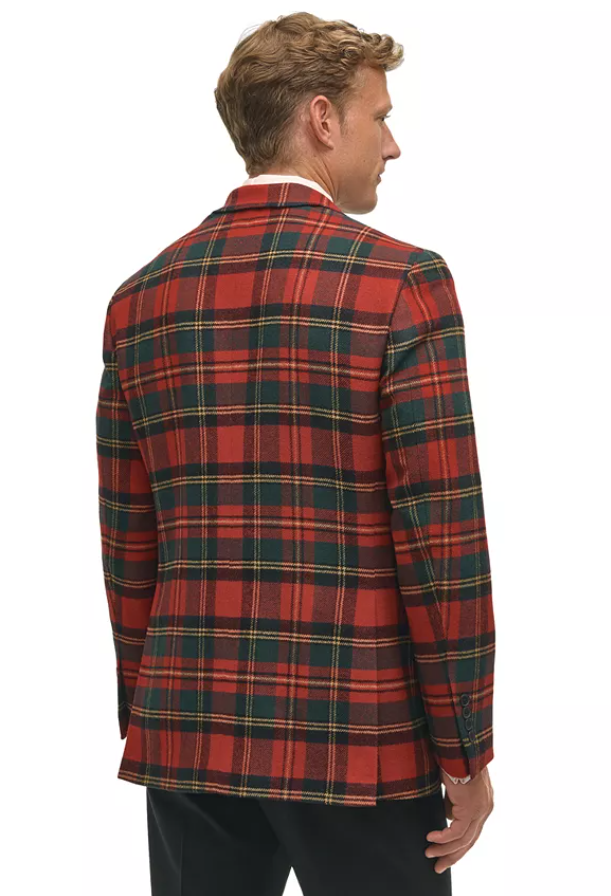 Brooks Brothers Mens Classic fit Sport Coat Blazer 44 L Red Green Plaid