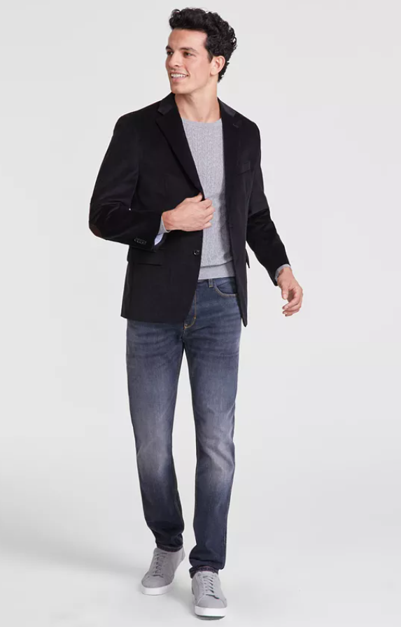 Tommy Hilfiger Mens Modern fit Sport Coat Blazer 44 S Black Solid