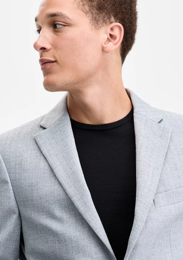 Tommy Hilfiger Men's Modern-Fit Sport Coat Blazer 48 R Light Gray Herringbone