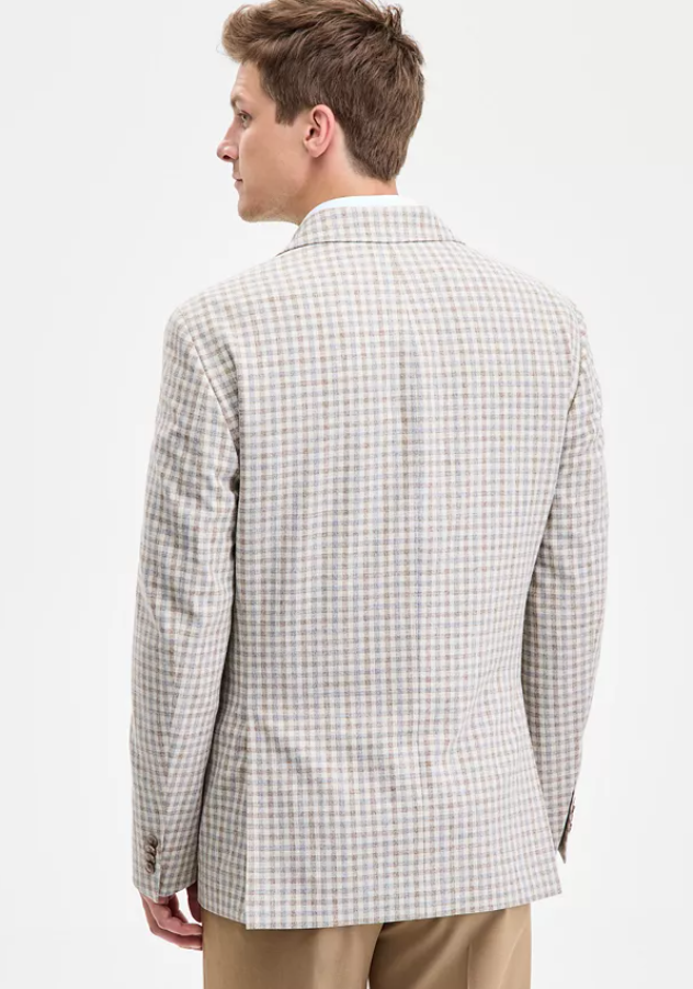 Tommy Hilfiger Mens Modern fit Sport Coat Blazer 46 R Beige Check
