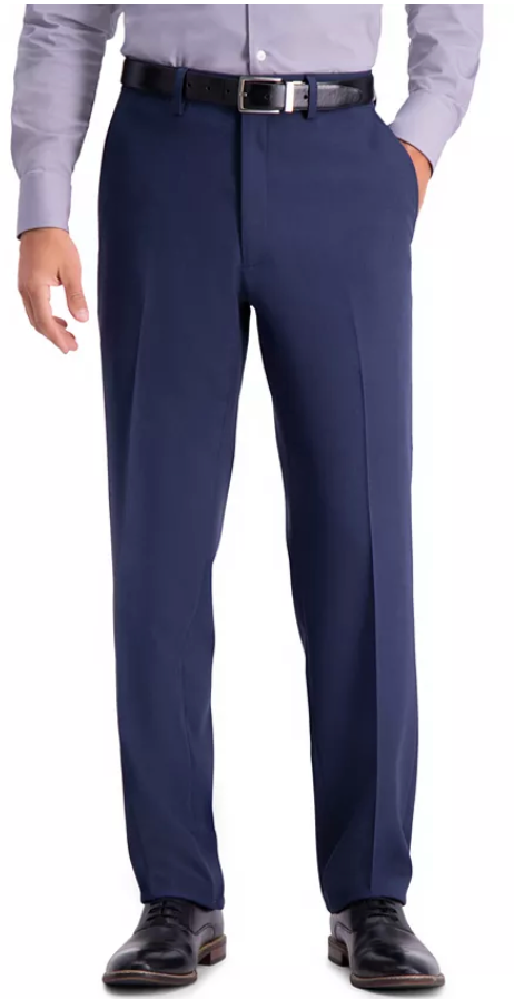 Haggar Mens Modern fit Dress Pants 36 / 29 Navy Blue Solid