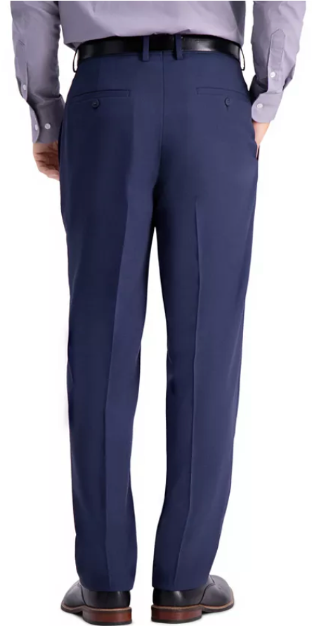 Haggar Mens Modern fit Dress Pants 36 / 29 Navy Blue Solid