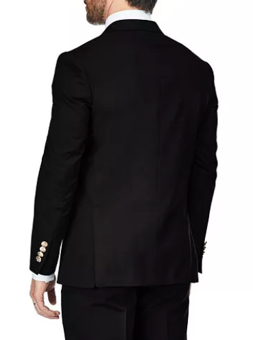 Gino Vitale Mens Slim fit Double Breasted Suit Jacket Blazer 44 R Black Solid